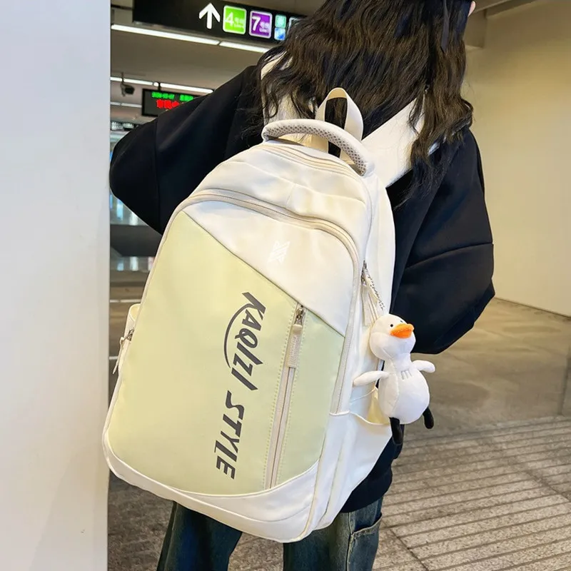 NOMK Nylon Backpack Backpack Travel Backpack Laptop Bag Unisex Black/Green/White/Blue-12