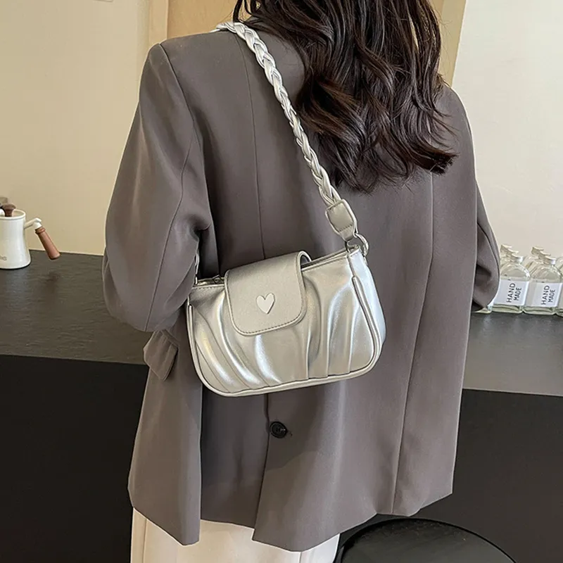 NOMK PU Shoulder Bag, Handbag, Shoulder Bag, Crossbody Bag Women's Black/Ecru/Pink/Silver-18