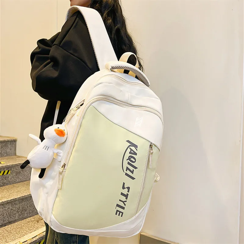 NOMK Nylon Backpack Backpack Travel Backpack Laptop Bag Unisex Black/Green/White/Blue-13