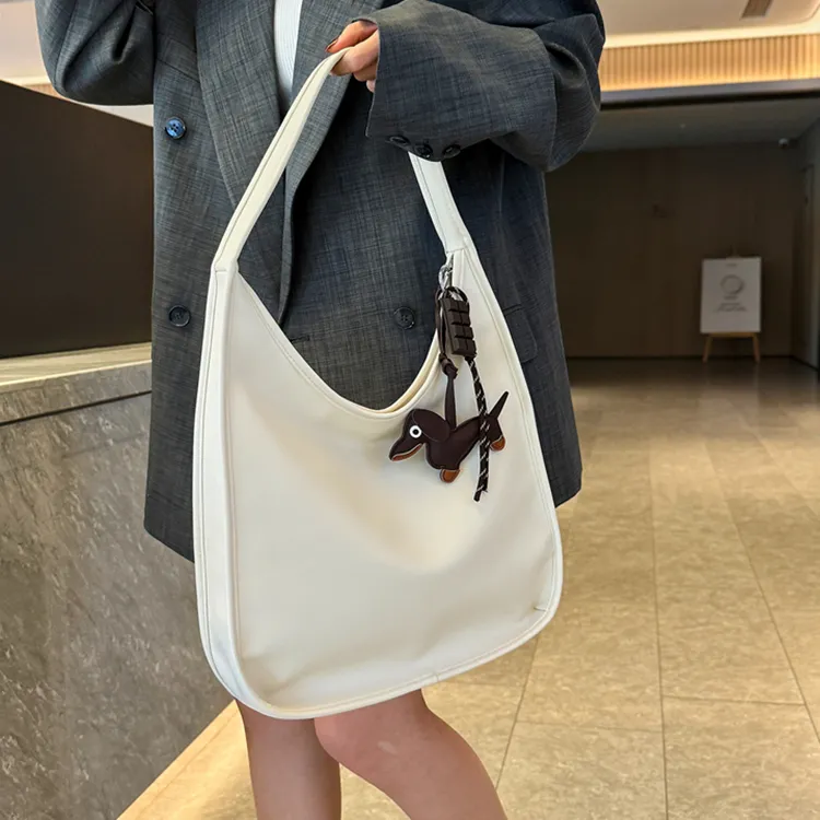 NOMK PU Shoulder Bag Handbag Shoulder Bag Women's Ecru/Silver Black/Dark Brown-3