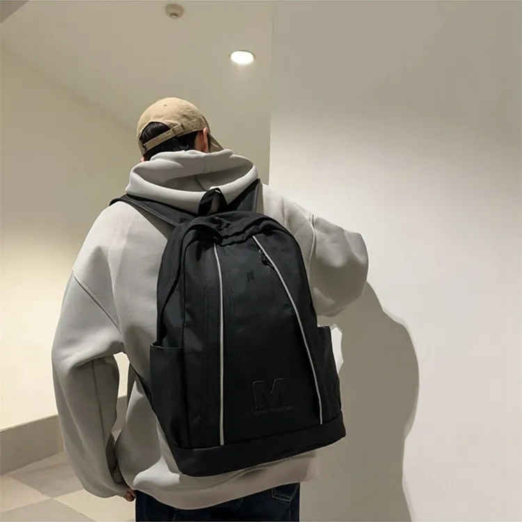 NOMK Nylon Backpack Unisex Black/Gray/White/Pink-2