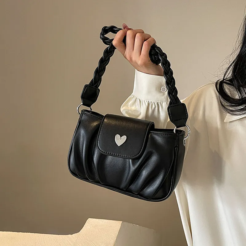 NOMK PU Shoulder Bag, Handbag, Shoulder Bag, Crossbody Bag Women's Black/Ecru/Pink/Silver-1