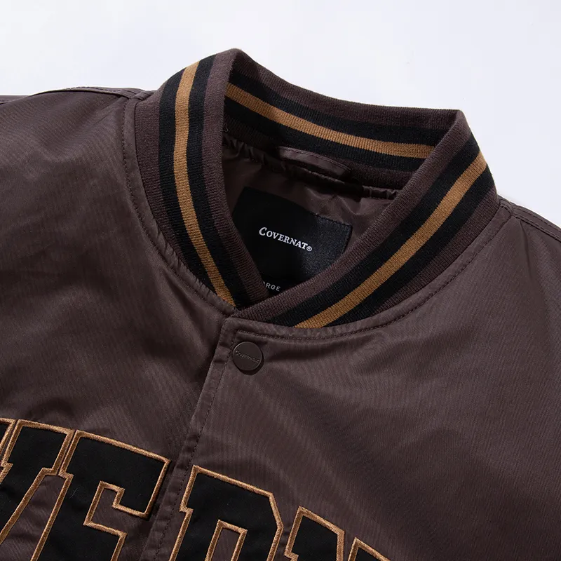 COVERNAT Casual Jackets & Coats Comfortable Versatile Street Style Baseball Jacket Unisex Brown-2