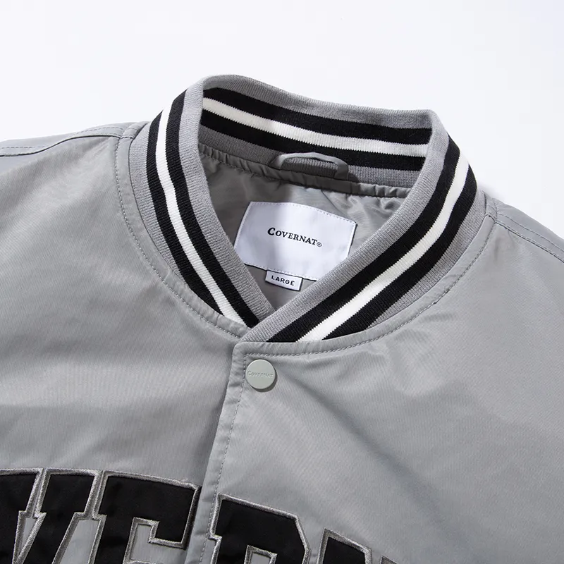 COVERNAT Casual Jackets & Coats Comfortable Versatile Street Style Baseball Jacket Unisex Gray-2