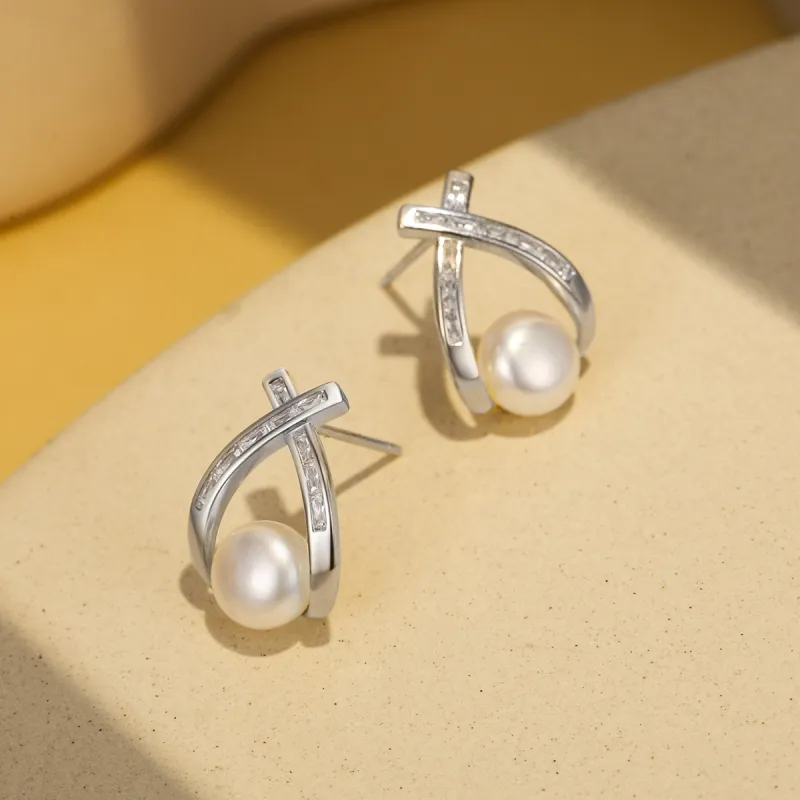 BRIR Pearl Premium Hoop Earrings Women's-3