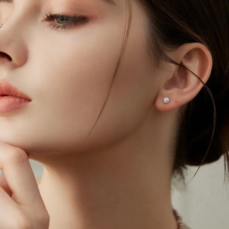BRIR Freshwater Pearl Stud Earrings Women's-2