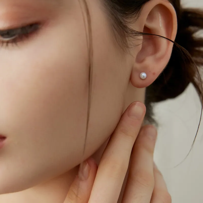BRIR Freshwater Pearl Stud Earrings Women's-5