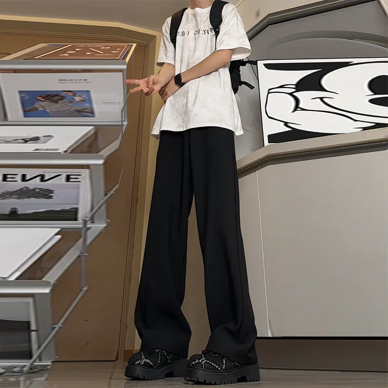 Fakeyoung Casual Pants Unisex Black-6