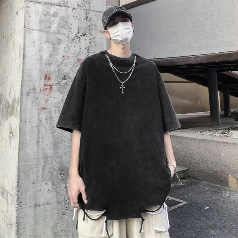 PAINT STAIN Minimalist Style Versatile T Shirt Men's-15