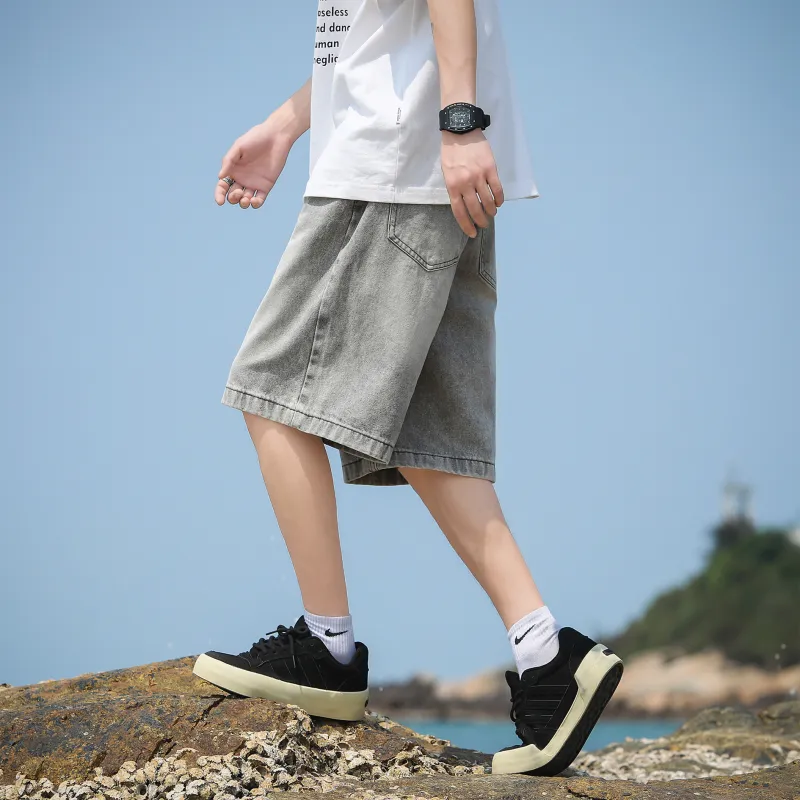 Fakeyoung Denim Shorts Unisex Gray-3