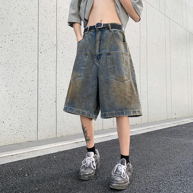 Fakeyoung Denim Shorts Unisex Vintage Blue-3