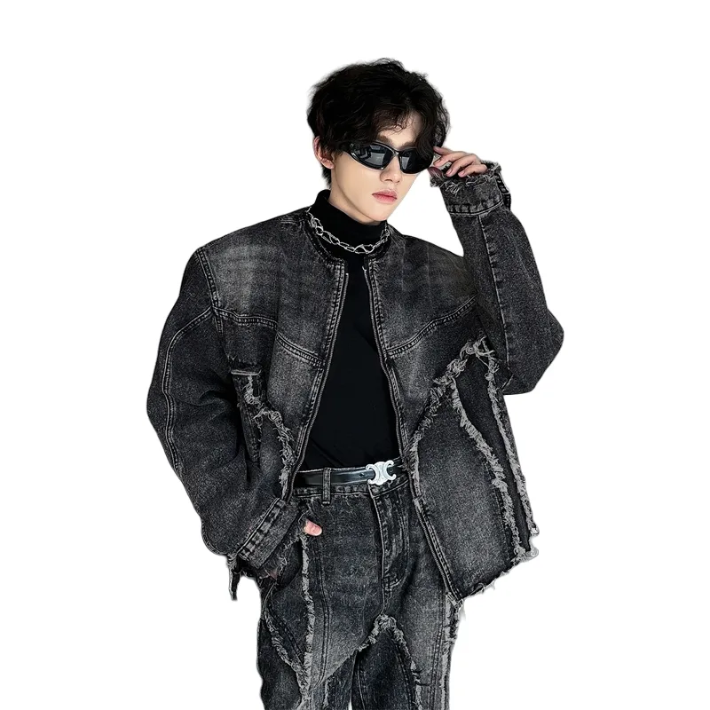 Fakeyoung Denim Jacket Unisex Black Gray-3