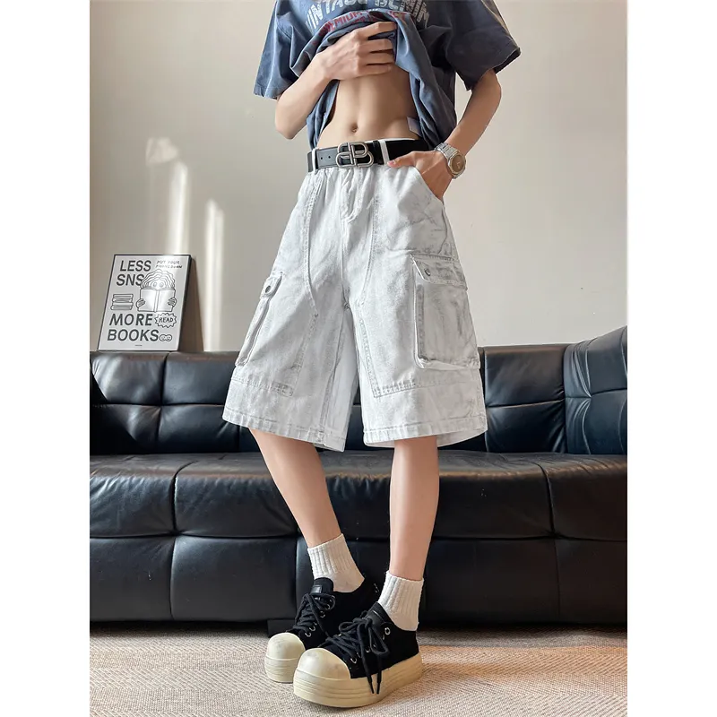 Fakeyoung Denim Shorts Unisex White-5