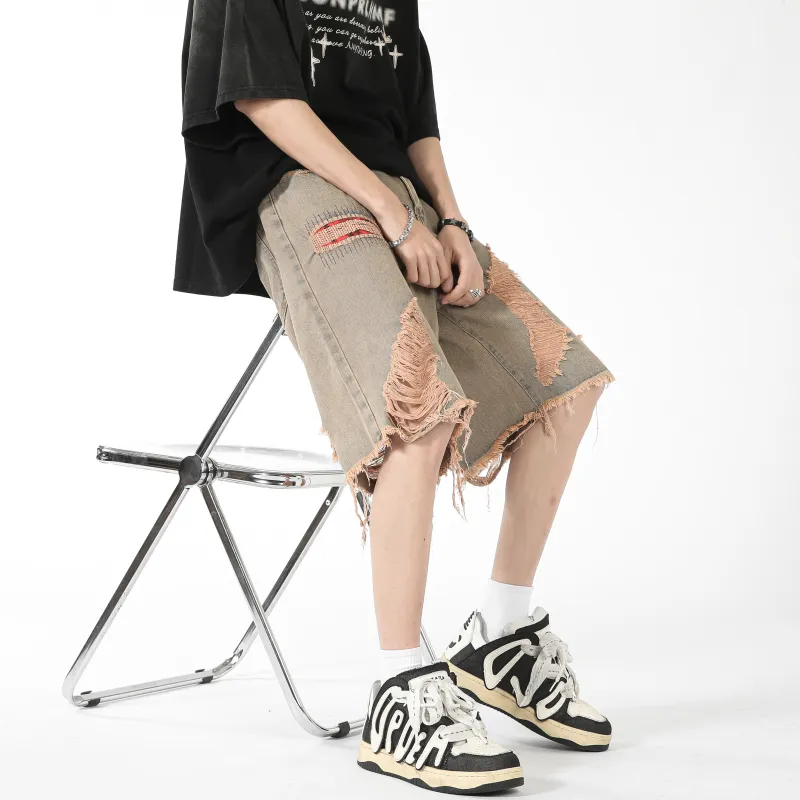 Fakeyoung Denim Shorts Unisex Yellow Mud-4