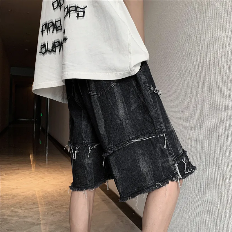 TESTUNG Fashion Denim Shorts Unisex Classic Black-16