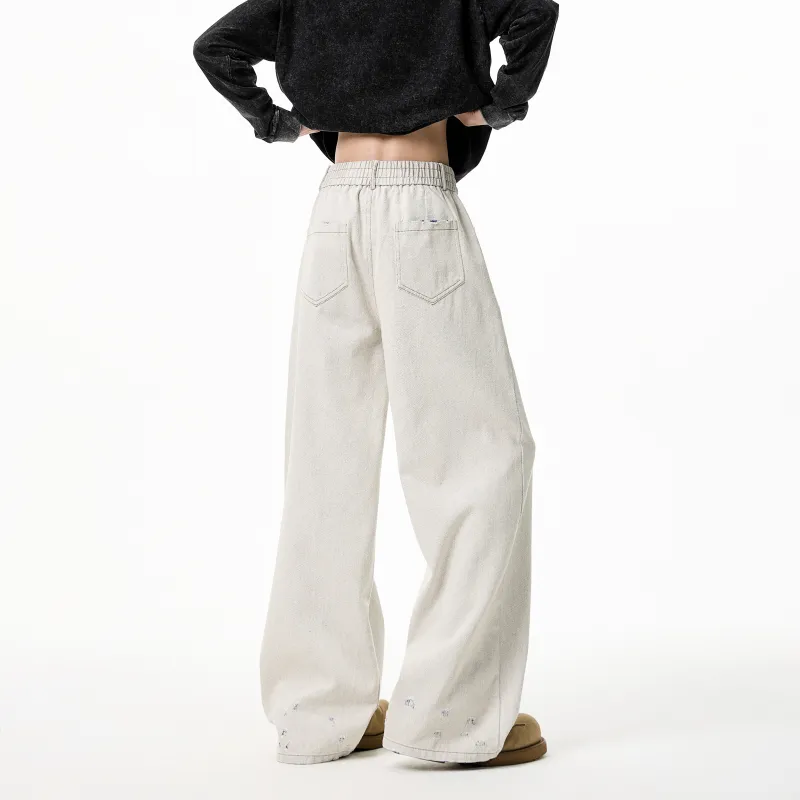 Fakeyoung Jeans Unisex Blue Yarn White Denim-1