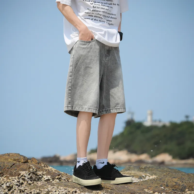 Fakeyoung Denim Shorts Unisex Gray-2
