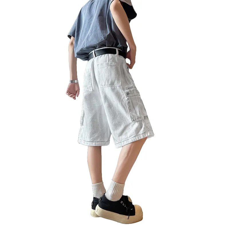 Fakeyoung Denim Shorts Unisex White-1