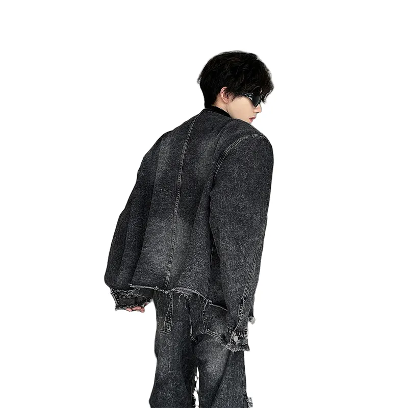 Fakeyoung Denim Jacket Unisex Black Gray-1