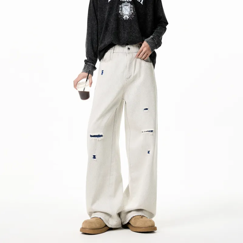 Fakeyoung Jeans Unisex Blue Yarn White Denim-3