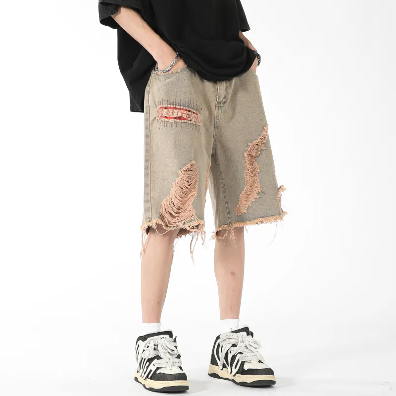 Fakeyoung Denim Shorts Unisex Yellow Mud-3