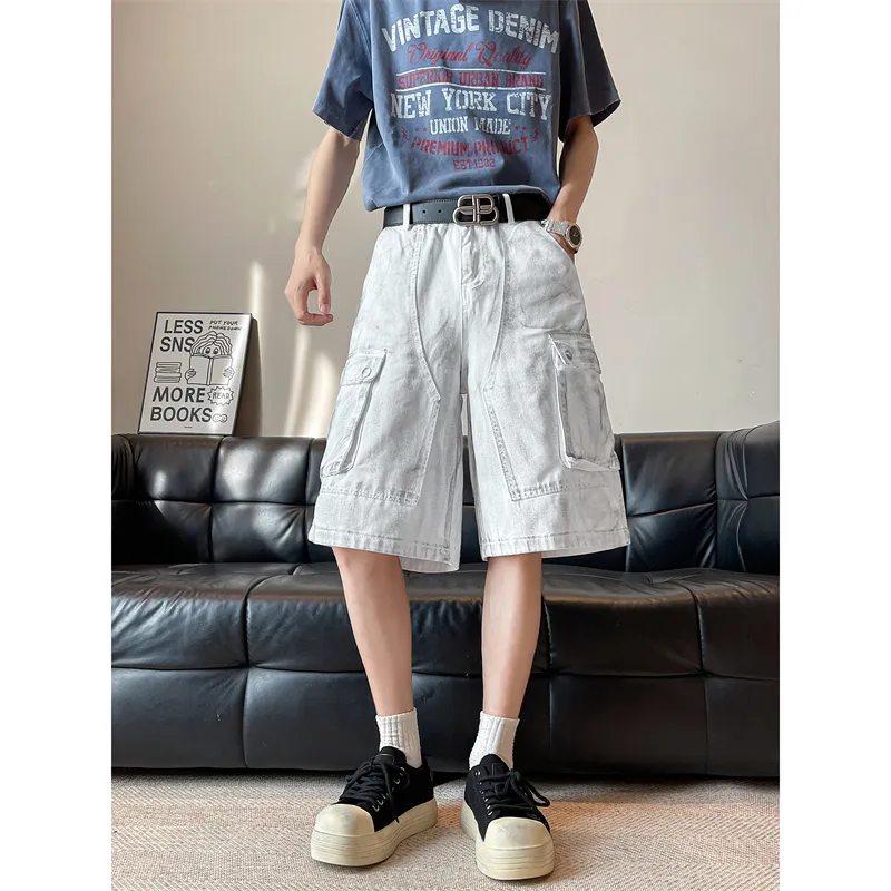 Fakeyoung Denim Shorts Unisex White-2