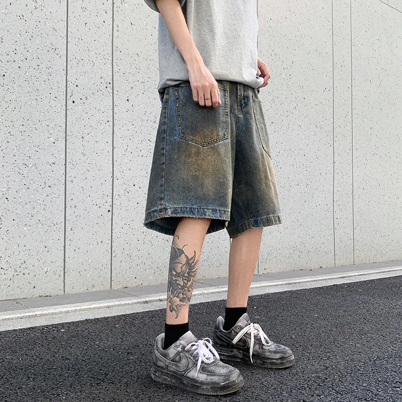 Fakeyoung Denim Shorts Unisex Vintage Blue-4