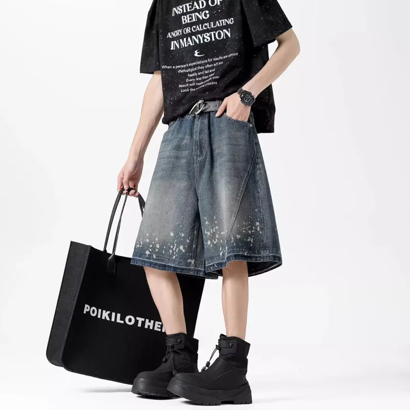 Fakeyoung Denim Shorts Unisex Blue-4