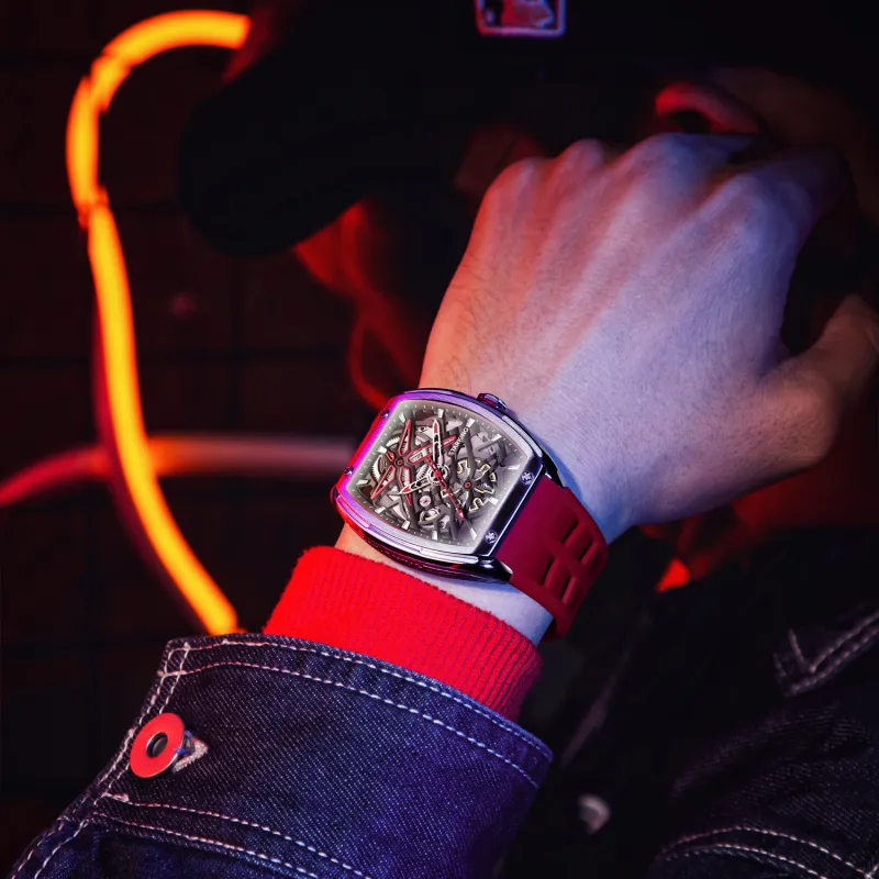 STARKING Steel Core Collection Mechanical Movement Silicone Strap Watch Men's Watches Black Dial-5