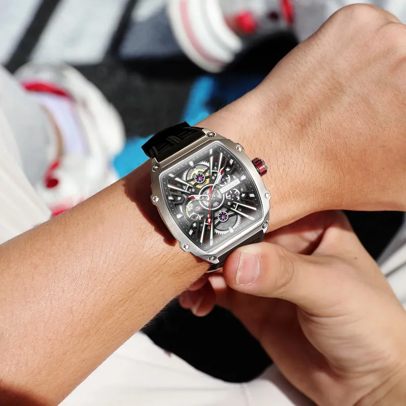 STARKING Steel Core Collection Mechanical Movement Silicone Strap Watch Men's Watches Black Dial-2