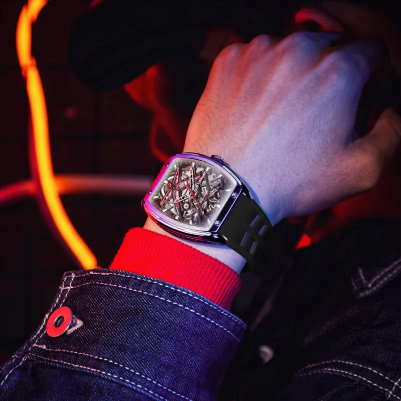 STARKING Steel Core Collection Mechanical Movement Silicone Strap Watch Men's Watches Black Dial-2