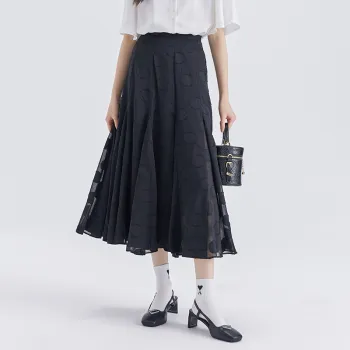 DEAR DEER PUFF Casual Long Skirts Women's Black