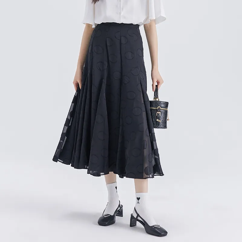 DEAR DEER PUFF Casual Long Skirts Women's Black-0