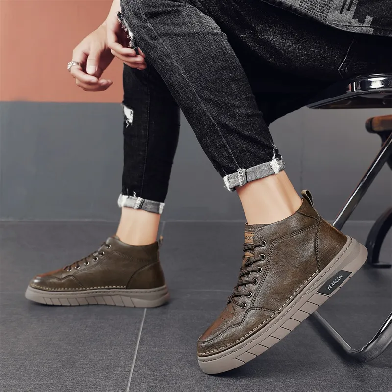 YEARCON Slip Resistant Mid Top Skateboard Shoes Men's-5