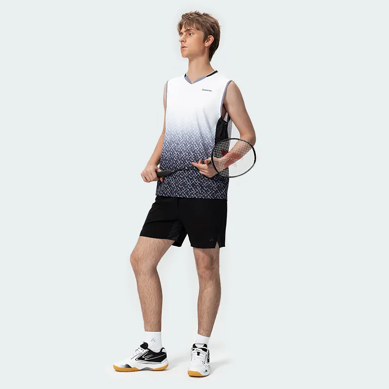 Kawasaki Badminton Jersey Men's Black Gray-2