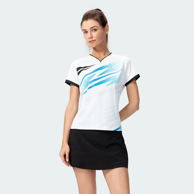 Kawasaki Match Clothing Collection Badminton Jersey Women's White Blue-2