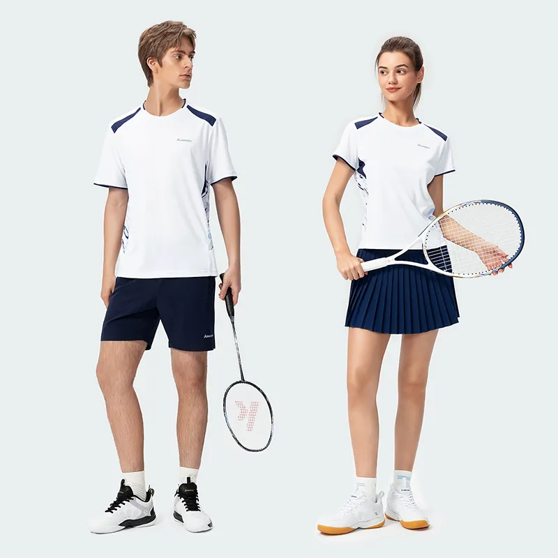 Kawasaki Match Clothing Collection Badminton Jersey Unisex White Blue-3