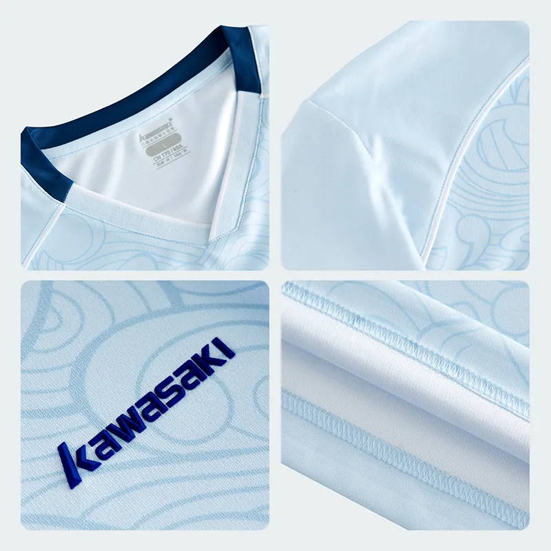Kawasaki Panda Collection Badminton Jersey Unisex Light Blue-4