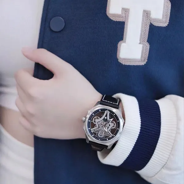 JINLERY Automatic Mechanical Movement Watch Men's Watches Black Dial-8
