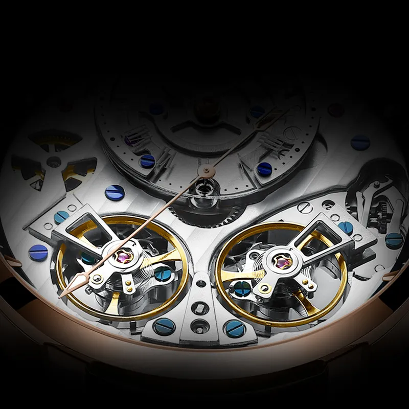 JINLERY Double Fly Reel Collection Automatic Mechanical Movement Watch Men's Watches Silver Dial-9