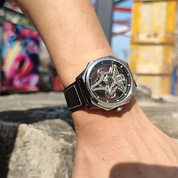 JINLERY Automatic Mechanical Movement Watch Men's Watches Black Dial-9
