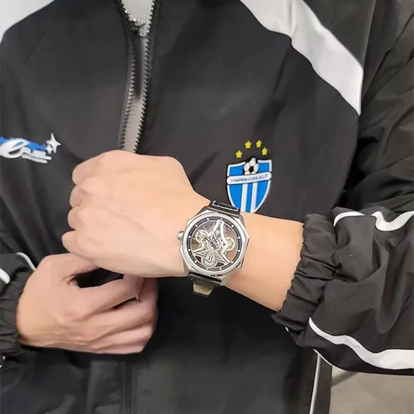 JINLERY Automatic Mechanical Movement Watch Men's Watches Black Dial-7