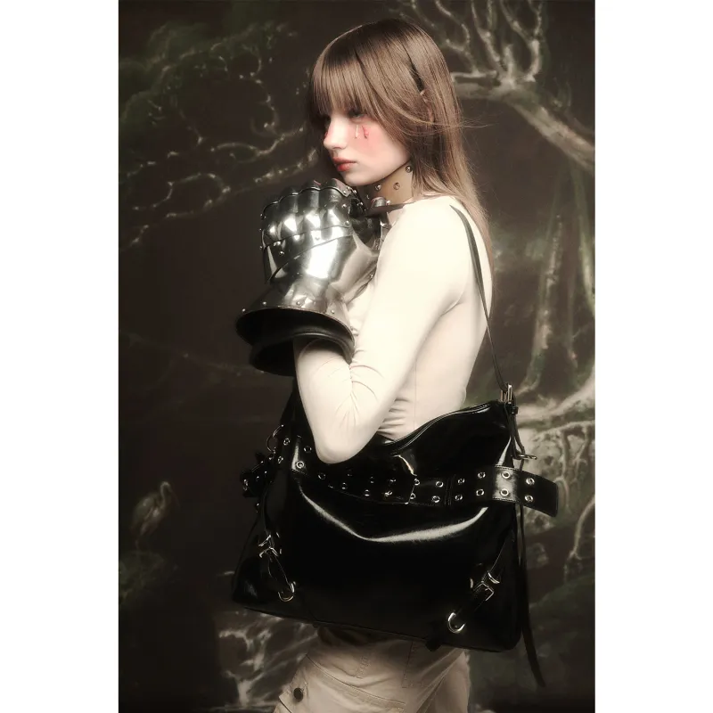 ECODAY ECOD PU Tote Handbag, Shoulder Bag, Crossbody Bag Regular Women's Black-3