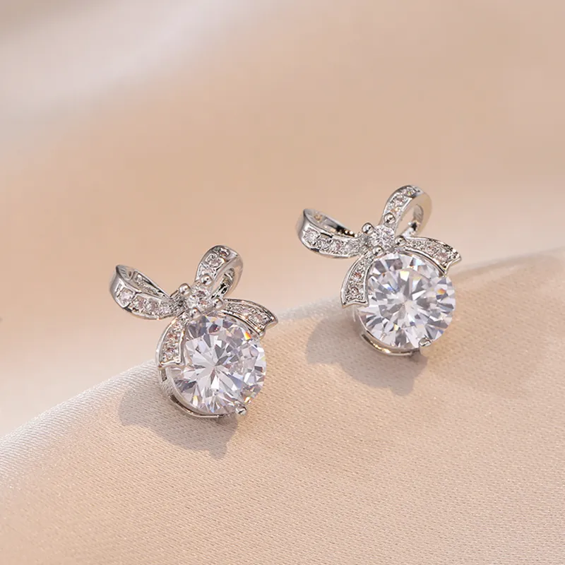 TEEX Sparkling Diamond Stud Earrings Women's-1