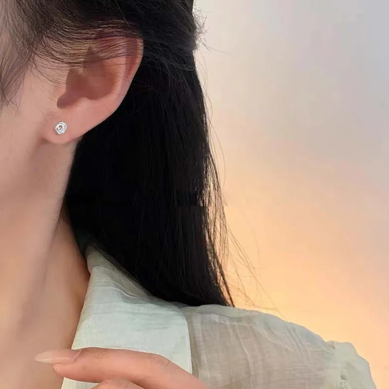 TEEX Sterling Silver Stud Earrings Women's-2