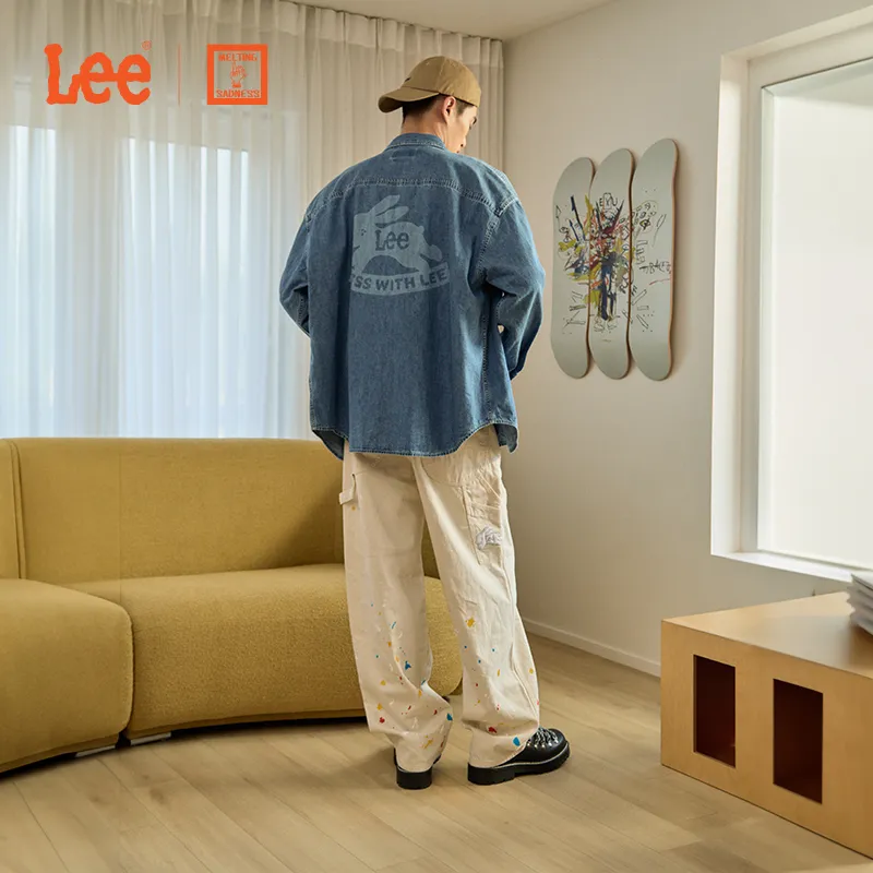 Melting Sadness X Lee Casual Pants Unisex Ivory-5