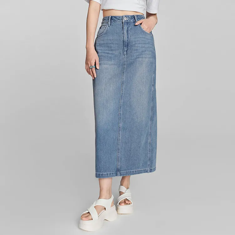 Lee Denim Long Skirts Women's Light Blue-2