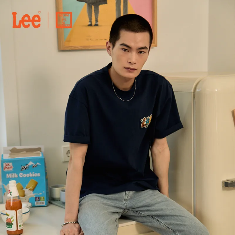 Melting Sadness X Lee T-Shirts Unisex Navy Blue-2