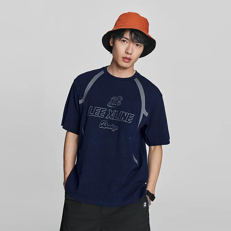 Lee Little Liu Duck Co branded Model T Shirts Men Dark Blue-2