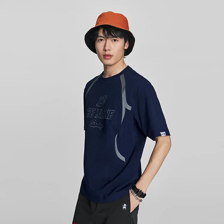 Lee Little Liu Duck Co branded Model T Shirts Men Dark Blue-3